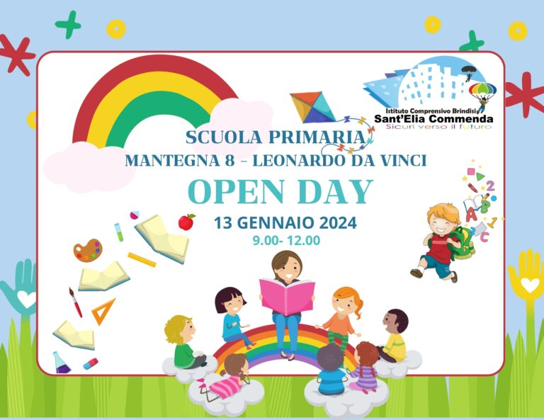 OPEN DAY SCUOLA PRIMARIA MANTEGNA 8 LEONARDO DA VINCI – 13 GENNAIO 2024 ore 9.00 – 12.00